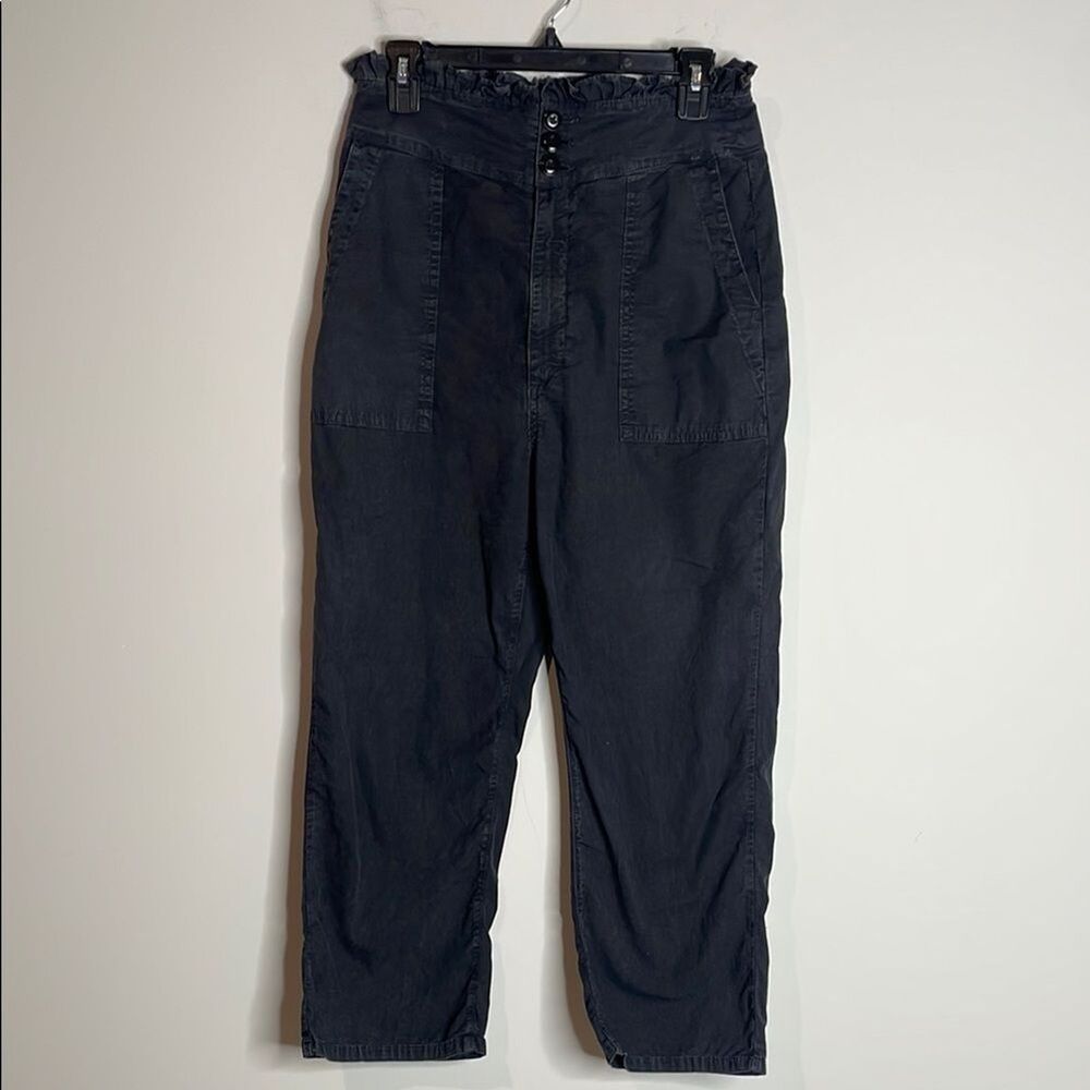 The Great. Washed Black Ruffle Armies Cropped Pants Size 28